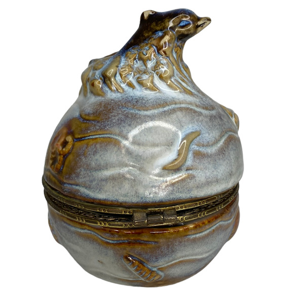 Trinket Box Jewelry Dish Pottery Dolphin - Picture 9 of 12